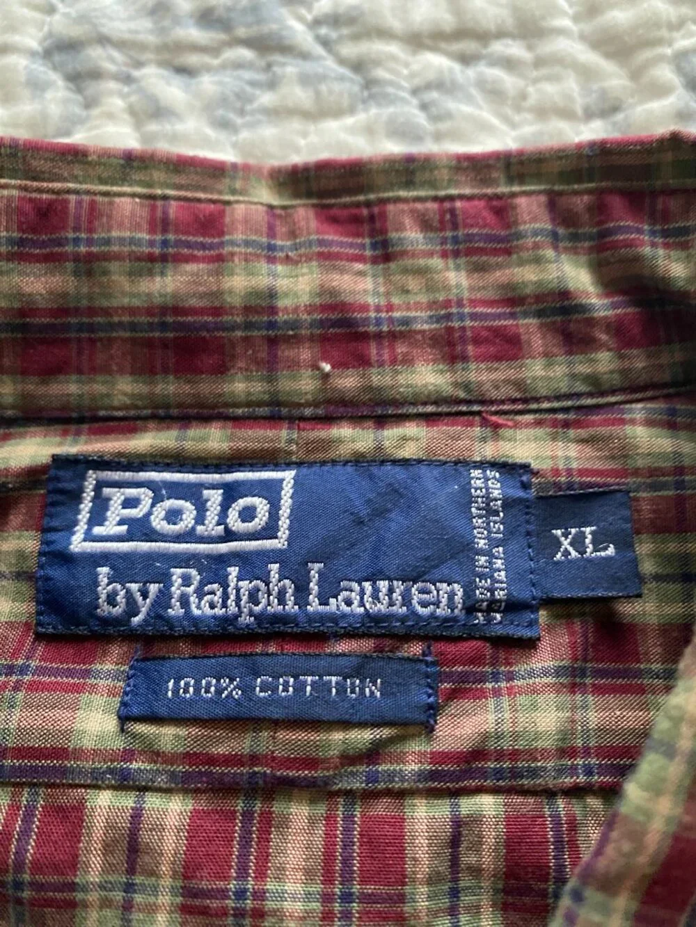 Vintage Polo Ralph Lauren Men's 100% Cotton Shirt XL Brown Green Plaid Button Up